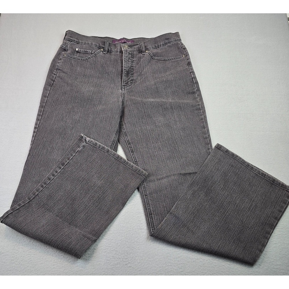 Gloria Vanderbilt Gabby Boot Cut Jeans Women Size 14 Gray Stretch Rhinestones